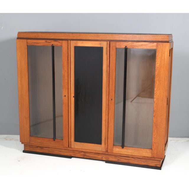 Art Deco Modernist Oak Three-Door Bookcase, 1920s For Sale - Image 10 of 10