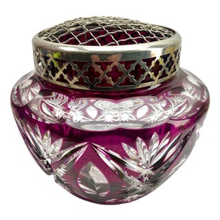 Large Pique Fleurs Vase in Cut-to-Clear Crystal with Grille from Val Saint Lambert, 1935 For Sale