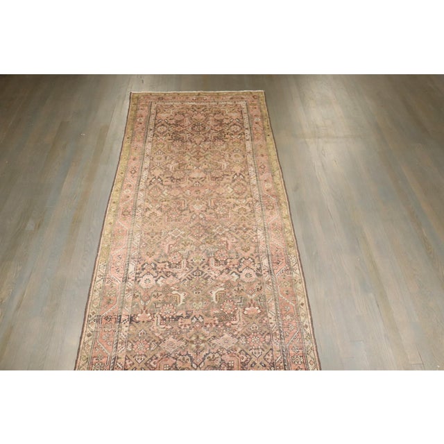 Textile Early 20th Century Brown Persian Malayer Runner - 3'3" x 13'1" For Sale - Image 7 of 7