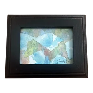Framed Watercolor Miniature “Laundry in the Fall”