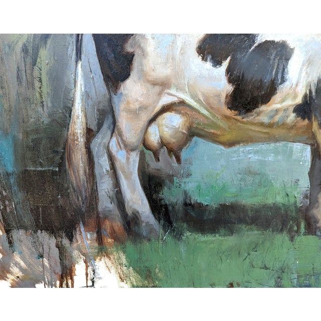 Textile Matthew Paoletti "WI. Dairy Cow" Contemporary Naturalistic Rural Animal Painting of a Cow, 2022 For Sale - Image 7 of 11