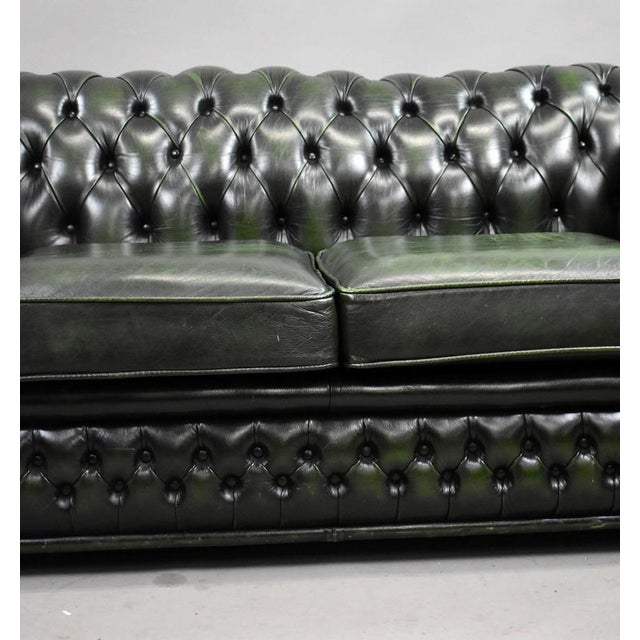 Green Leather Chesterfield Sofa, 1970 For Sale - Image 6 of 11