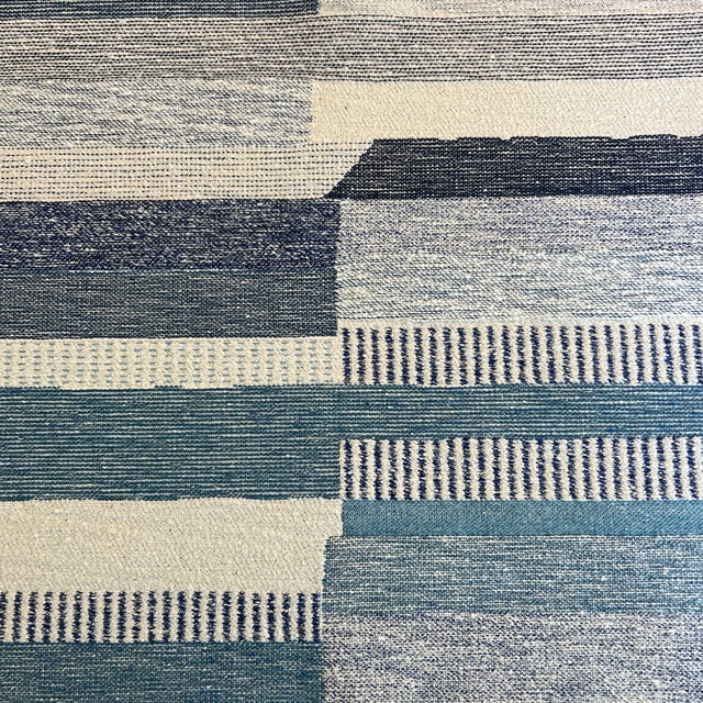 2020s Christopher Farr Cloth Blue Woven Stripe Fabric 1 1/2 Yards For Sale - Image 5 of 5