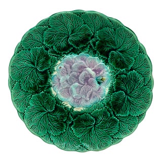 Beautiful 1880s Antique Victorian Majolica Dish With Bracket for Wall Plate Hanging Display - Great Colors For Sale