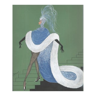 1950s Mid-Century French Cabaret Fashion Design Drawing, Gouache, Matted With Documentation For Sale