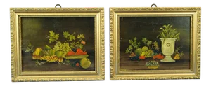 Violante Grieco, Still Lifes with Fruit and Flowers, 1950, Oil on Panel Paintings, Framed, Set of 2