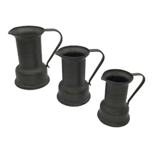 Pewter French Country Pitchers Antique Pitchers French Primitive Pewter Measure Pitchers Damart France Set of 3