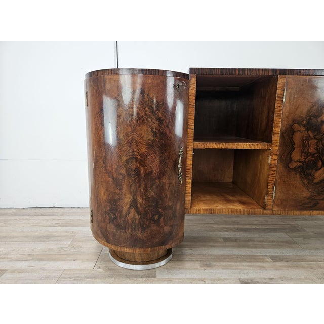 Art Deco Sideboard in Walnut and Briar with Aluminum Base, 1940 For Sale - Image 11 of 18