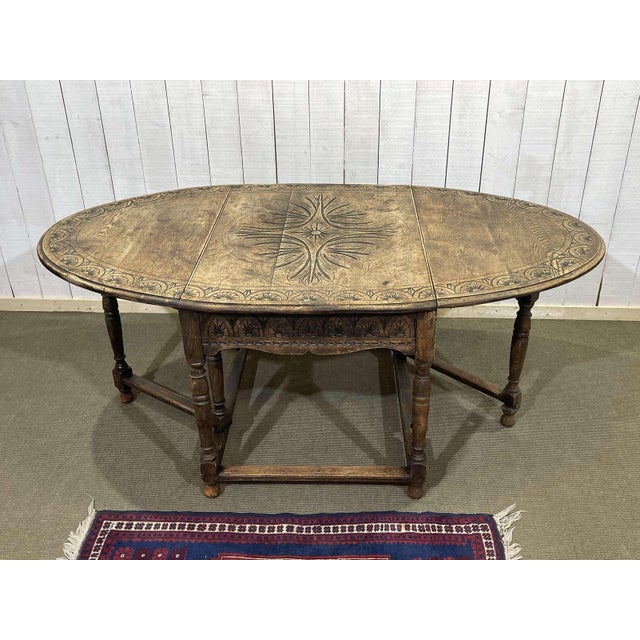 English Oak Drop-Leaf Table For Sale - Image 4 of 16