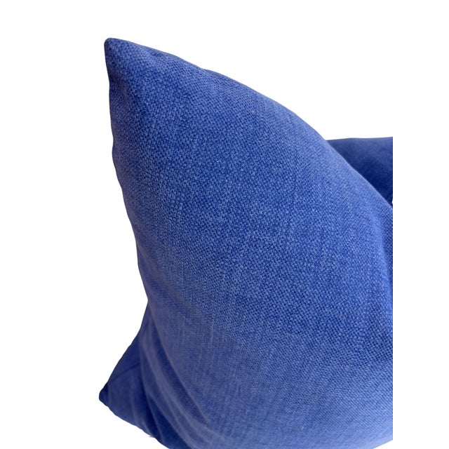 Contemporary Blue Brushed Cotton Pillow For Sale - Image 3 of 5