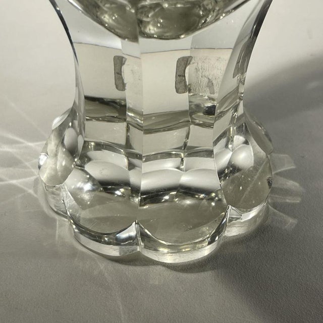 Stemmed Glasses in Thick Cut Crystal with Scrolling Decoration and Monogram, Bohemia, 1900s, Set of 2 For Sale - Image 10 of 14