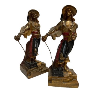 Artv Deco Era Buccaneer Bookends by Armor Bronze For Sale