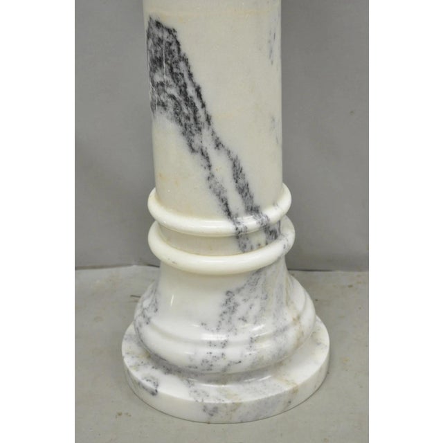 Vintage Italian Classical White Marble Column Form Round 32" Pedestal Bust Stand For Sale In Philadelphia - Image 6 of 14