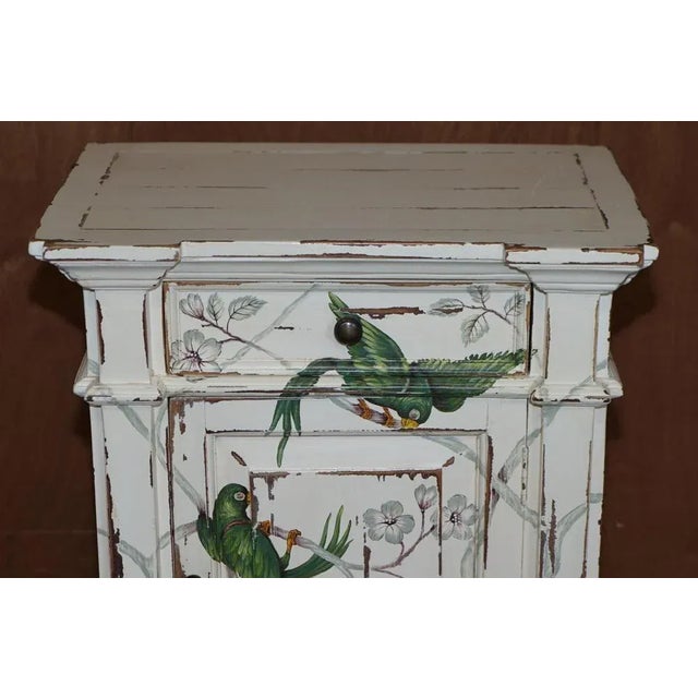 Hand Painted Parrots / Birds of Paradise Side End Table Bedside Drawers, Set of 2 For Sale - Image 15 of 18