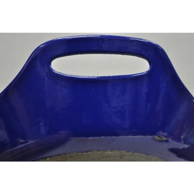 Vintage Michael Lax Copco Denmark Modern Blue Enamel Cast Iron Paella Dish Pan For Sale - Image 12 of 15