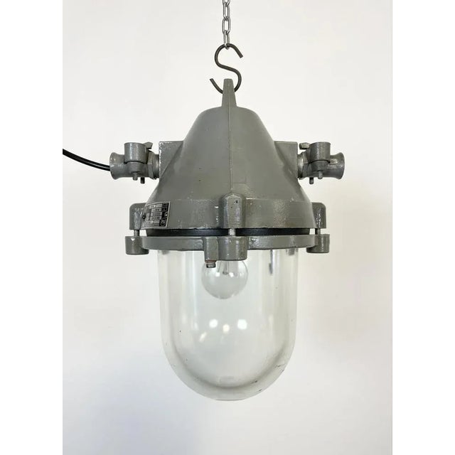 Dark Grey Industrial Cast Aluminium Explosion Proof Lamp from Elektrosvit, 1960s For Sale - Image 16 of 16