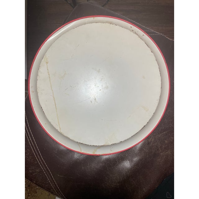 Vintage Red Metal Serving Tray With Mid-Century Illustration For Sale - Image 4 of 4