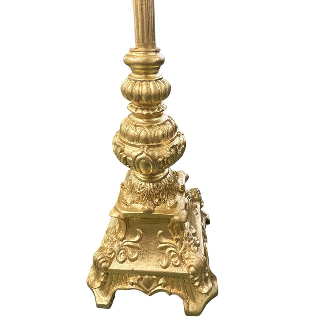 Pair of Large Rococo-Style Buffet Lamps With Ballard Design Shades For Sale - Image 4 of 7