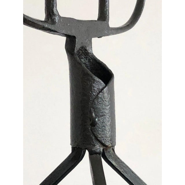 Black Vintage French Brutalist Candlestick in Wrough Iron, 1960s For Sale - Image 8 of 13