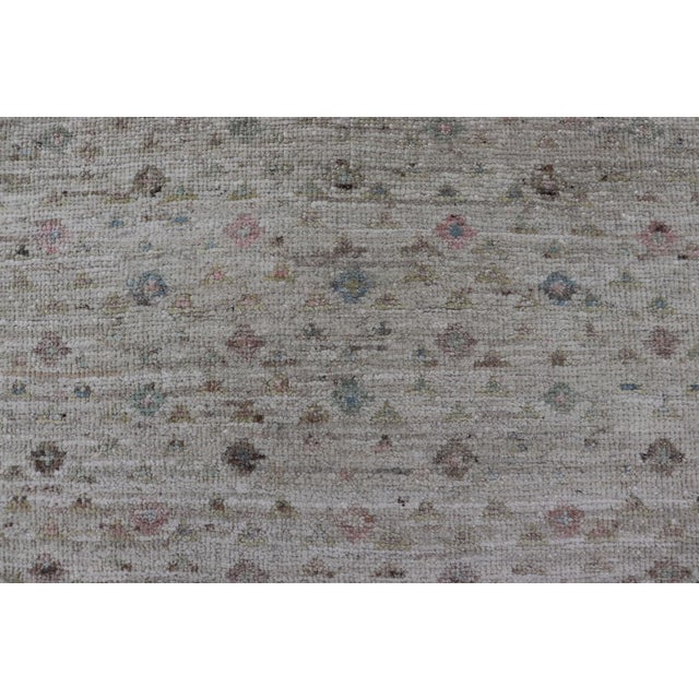 Cream Modern Piled Rug With All-Over Design in Muted Colors and Cream Background** For Sale - Image 8 of 11
