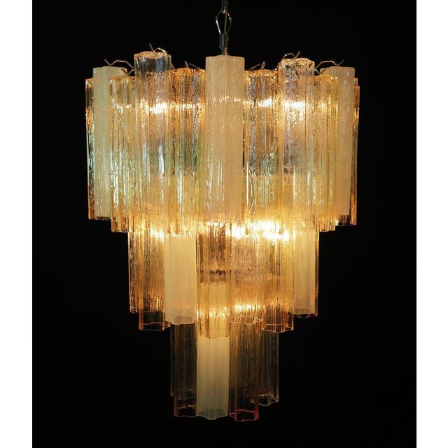 Large Three-Tier Murano Glass Tube Chandeliers, 1980s, Set of 2 For Sale - Image 11 of 12