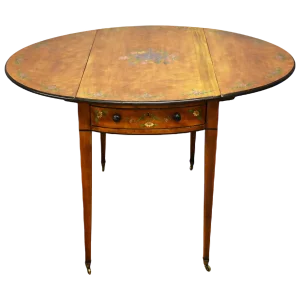 20th Century Edwardian Satinwood Hand-Painted Pembroke Table
