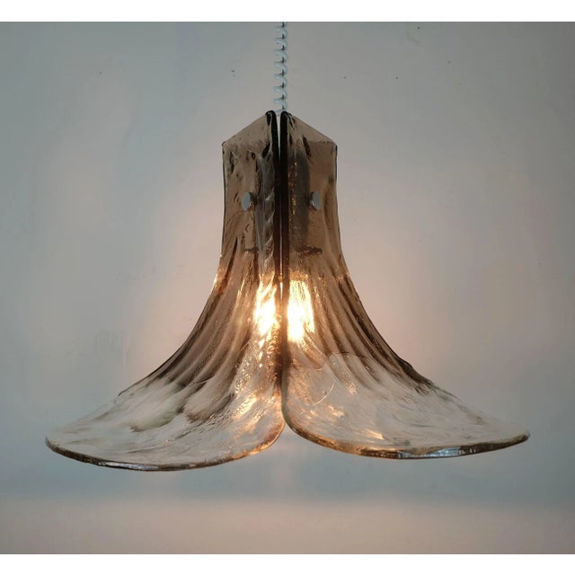 Large Mid-Century Modern Pendant Lamp in Ice Glass from Kalmar Franken KG, 1960s For Sale - Image 6 of 11