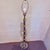 Vintage Modern Chrome & Brass-Toned Floor Lamp With Black Drum Shade For Sale - Image 4 of 11
