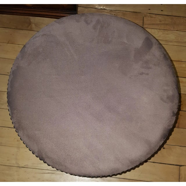 Wood Bernhart Pomona Ottoman Brown Tapered Cylinder With Nailheads For Sale - Image 7 of 8