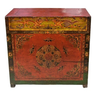 19th Century Hand Painted Mongolian Chest With Side Storage By For Sale