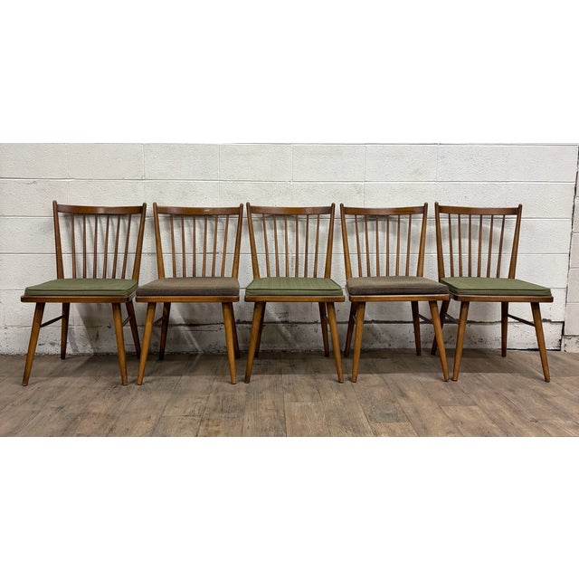 This is a stunning set of five vintage Mid Century Modern (MCM) dining side chairs in a Conant Ball style. Features...