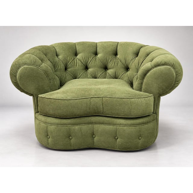 Textile 1970s Oversized Chesterfield Style Tub Chair For Sale - Image 7 of 7