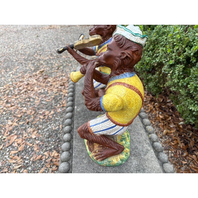 1960s Pair of Italian Glazed Terracotta Monkeys For Sale - Image 9 of 14