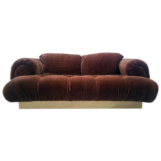 1970's Italian Style Brass Plinth Sofa For Sale