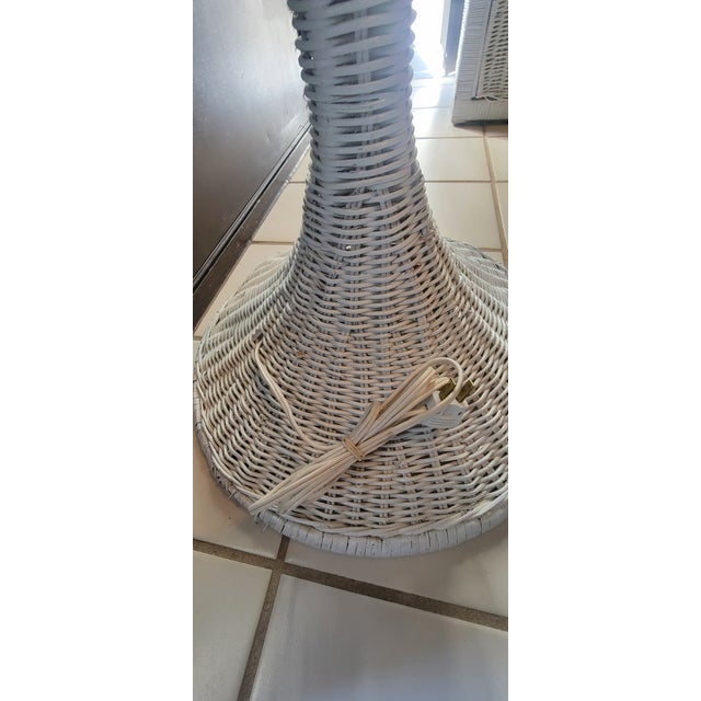 White 1970's Boho Chic White Wicker Floor Lamp For Sale - Image 8 of 18