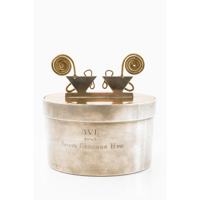 Scandinavian Modern Jar in Brass and Pewter attributed to Ivar Ålenius-Björk, 1940s For Sale - Image 6 of 8