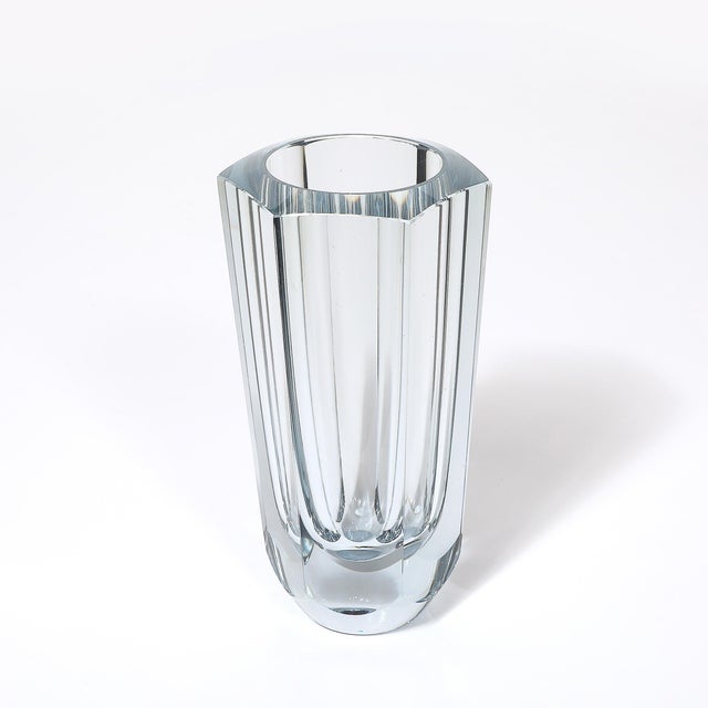 Mid-Century Modernist Strombergshyttan Swedish Faceted Crystal Vase For Sale - Image 10 of 13