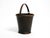 Large, heavy mid-century modern wastepaper basket made of robust, thick, dark brown cowhide. Can also be used for other...