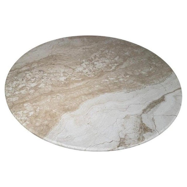 Mid-Century Modern Round Travertine Dining Table, 1970s For Sale - Image 4 of 5