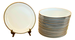 French Porcelain Dinner Plates with Gilt Frieze from Limoges, 1950, Set of 20