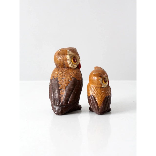 Brown Vintage Owls Pair For Sale - Image 8 of 11