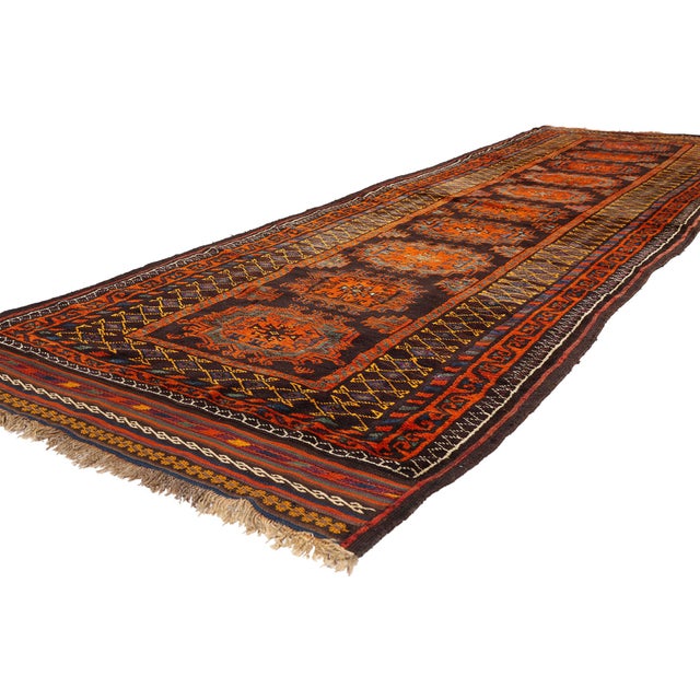 90048 Antique Persian Kurd Rug Runner, 03'08 x 12'08. The Guardian Lineage: Late 19th Century Persian Masterpiece of...