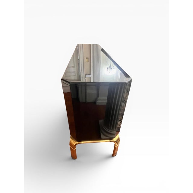 1970s John Widdicomb Black Lacquered Credenza With Brass Hardware For Sale In Boston - Image 6 of 14