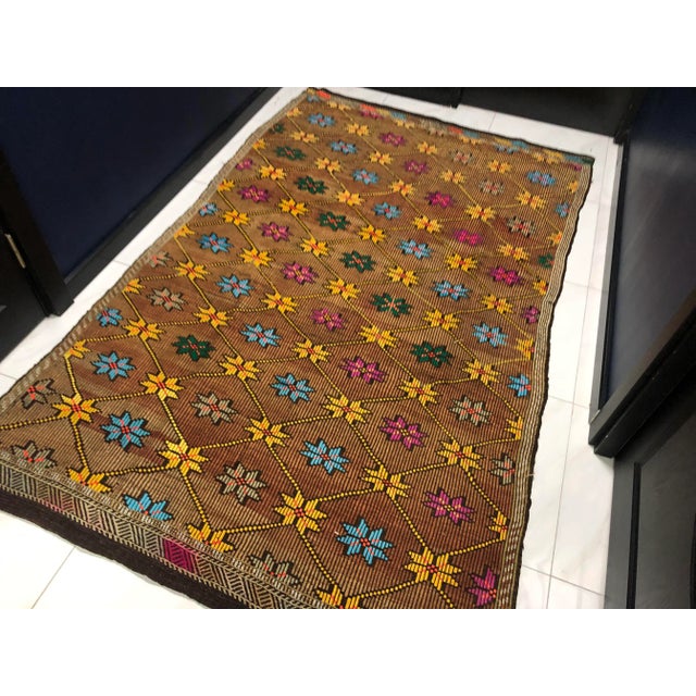 Handmade goat wool kilim in Turkish Anatolia , Vintage kilim Rug,Turkish Vintage Anatolian Rug, Handwoven Rug . One Of...