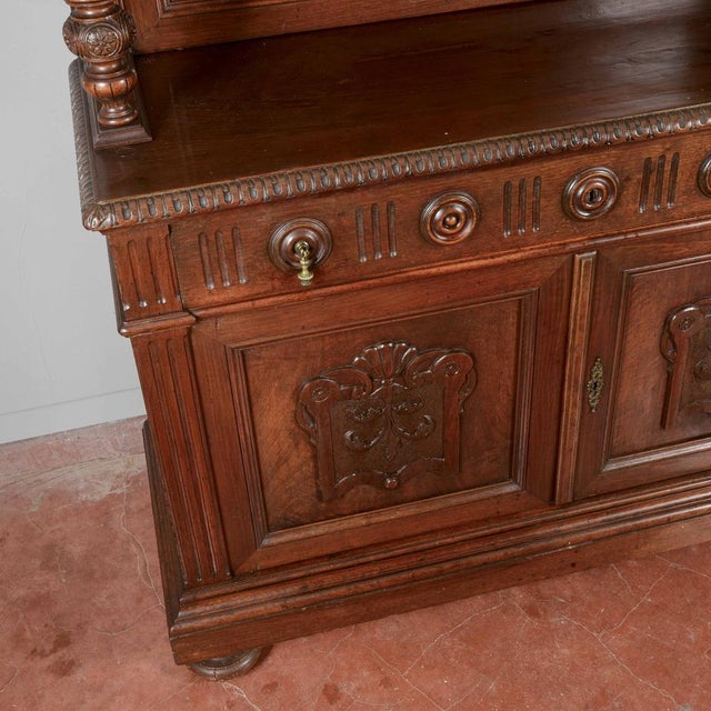 Umbertine Carved Walnut Sideboard with Raised Plate Rack For Sale - Image 14 of 18