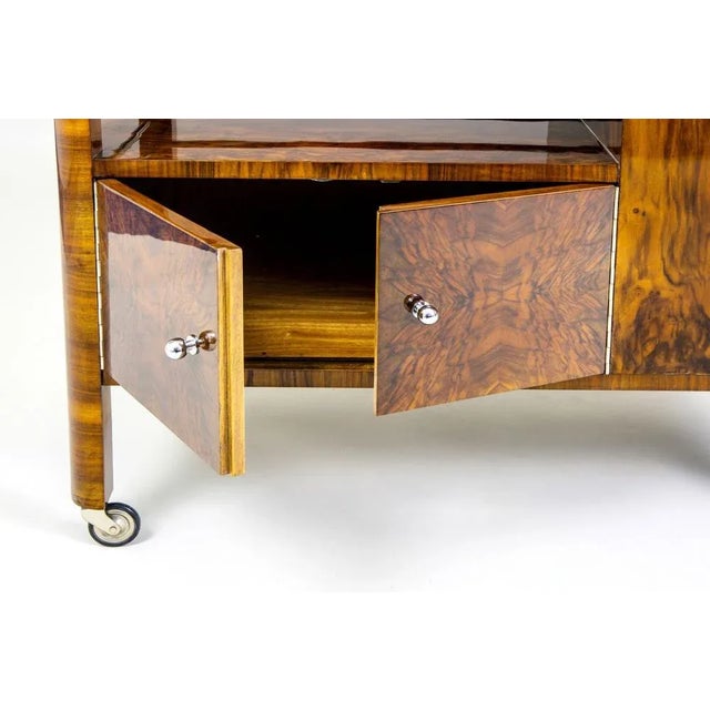 Thonet Art Deco Trolley attributed to Thonet in Walnut, Chrome & Steel, Czech, 1930s For Sale - Image 4 of 10