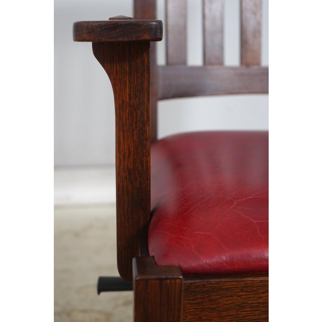 Stickley Mission Oak Leather Office Chair For Sale - Image 13 of 18