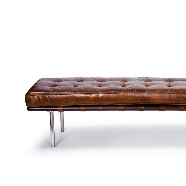 Traditional Regina Andrew Tufted Leather Gallery Bench, Cigar For Sale - Image 3 of 7