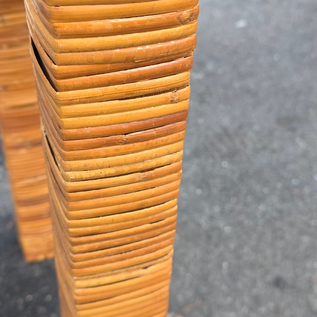 Brown Vintage Coastal Woven Rattan Console Table,in the Style of Bielecky Brothers For Sale - Image 8 of 10