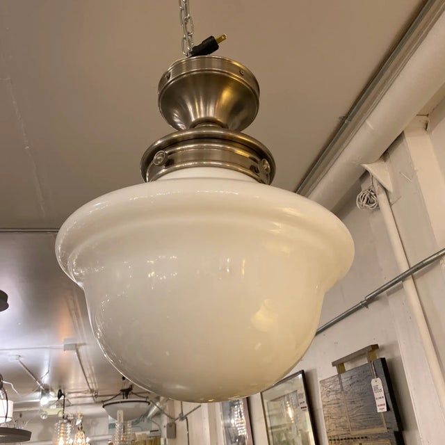 2010s Visual Comfort School House White Semi-Flush Pendant For Sale - Image 5 of 11